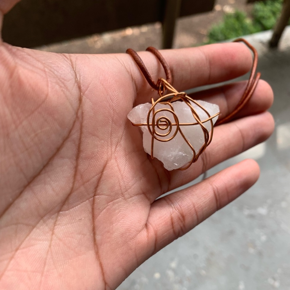 Rose Quartz Necklace (Leather Cord)